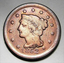 1852 Large Cent Braided Hair Fine Detail AD249 - £20.71 GBP