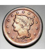 1852 Large Cent Braided Hair Fine Detail AD249 - £20.37 GBP