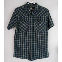Canyon Guide Outfitters Men&#39;s Green Plaid Pearl Snap Short Sleeve Shirt ... - $14.54
