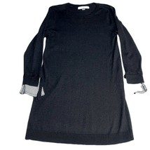 Ann Taylor Loft Sweater Tied Shirt Cuff Pullover Dress In Black Womens Size Xs - £14.13 GBP