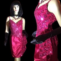 Vintage 1980s BARBIE PINK Mike Benet Flirty Sequin and Satin Party Dress... - £69.87 GBP