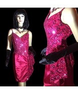 Vintage 1980s BARBIE PINK Mike Benet Flirty Sequin and Satin Party Dress... - £69.57 GBP