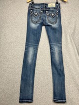 Miss Me Womens Jeans Skinny Sz 25 Edgy low rise Y2K Embroidered Flap Pocket - $32.87