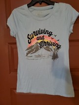 Wound Up Women Juniors&#39; Graphic Short Sleeve Surviving and Thriving Size L - $9.90