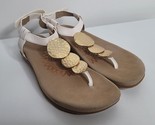 Aetrex Womens Size 7 OLIVE White Gold Medallions Sling Back Thong Sandal... - $34.99