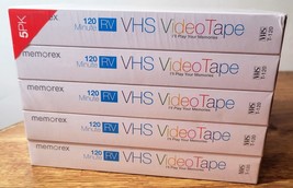 Memorex VHS Video Tapes Pack of 5 Blank T-120 120 Min. RV VCR -New - Sealed - £7.09 GBP