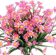 Outdoor Artificial Daisies Fake Flowers Uv Resistant Shrubs,, 6 Bundles (Pink). - £33.27 GBP