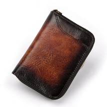2022 New Leather Solid Zipper Vintage Credit Card Holder Business Card H... - $25.59