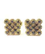 14k Yellow Gold Square Shape Cufflinks With Sapphire September Birthstones  - £770.32 GBP