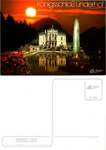 Germany Bavaria Ettal Linderhof Palace Castle Sunset Fountain Vintage Postcard - £7.40 GBP