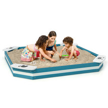 Outdoor Solid Wood Sandbox with 4 Built-in Animal Patterns Seats - Color... - £76.49 GBP