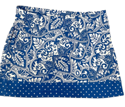 Susan Graver Blue and White Floral and Polka Dot Lined Knit Pencil Skirt... - $18.99