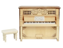 Dollhouse Miniature - Dollhouse Miniature Upright Piano with Bench - 1:12 Scale - £35.54 GBP