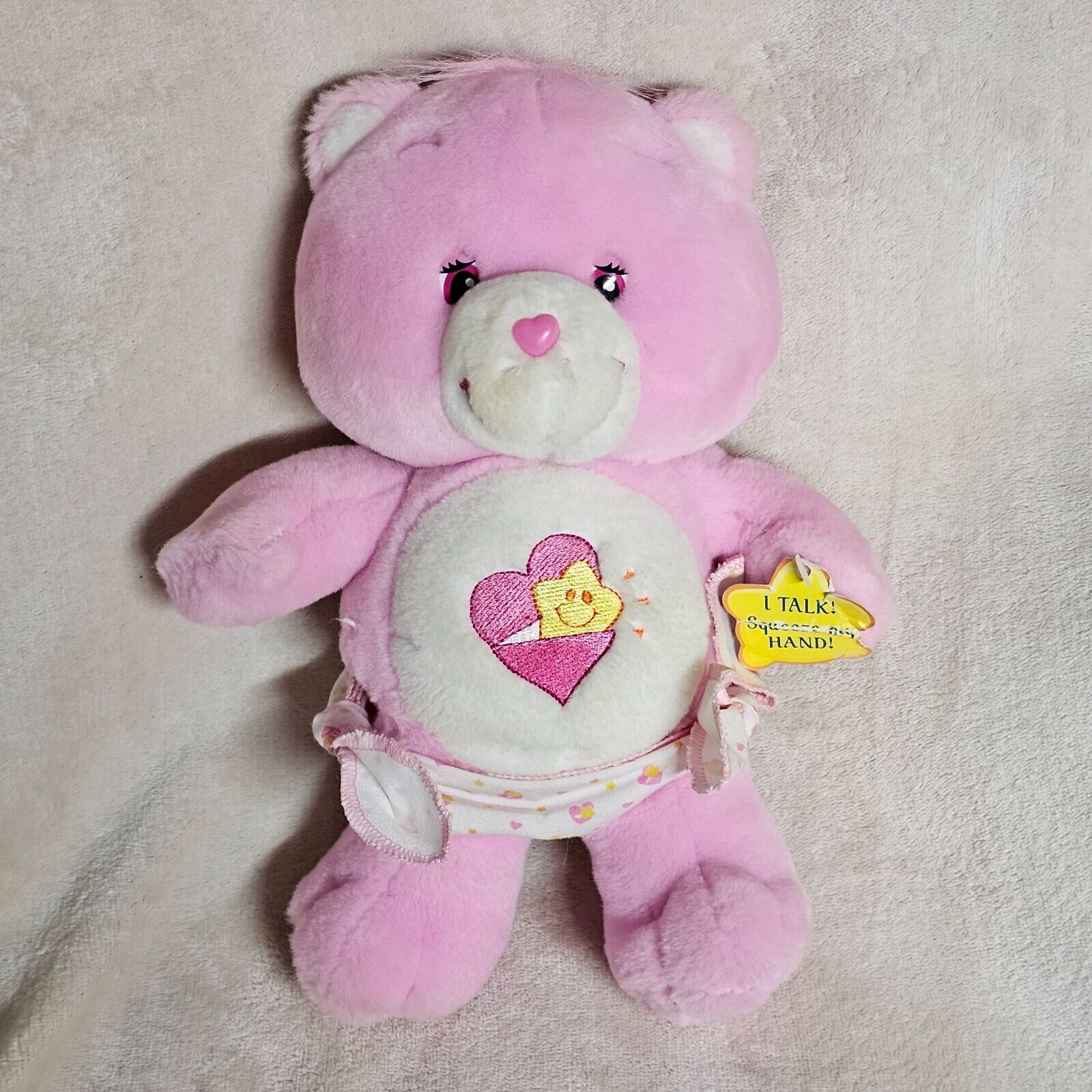 Care Bears 10" Talking Baby Hugs Bear Heart Star in Diaper 2003 - $24.74