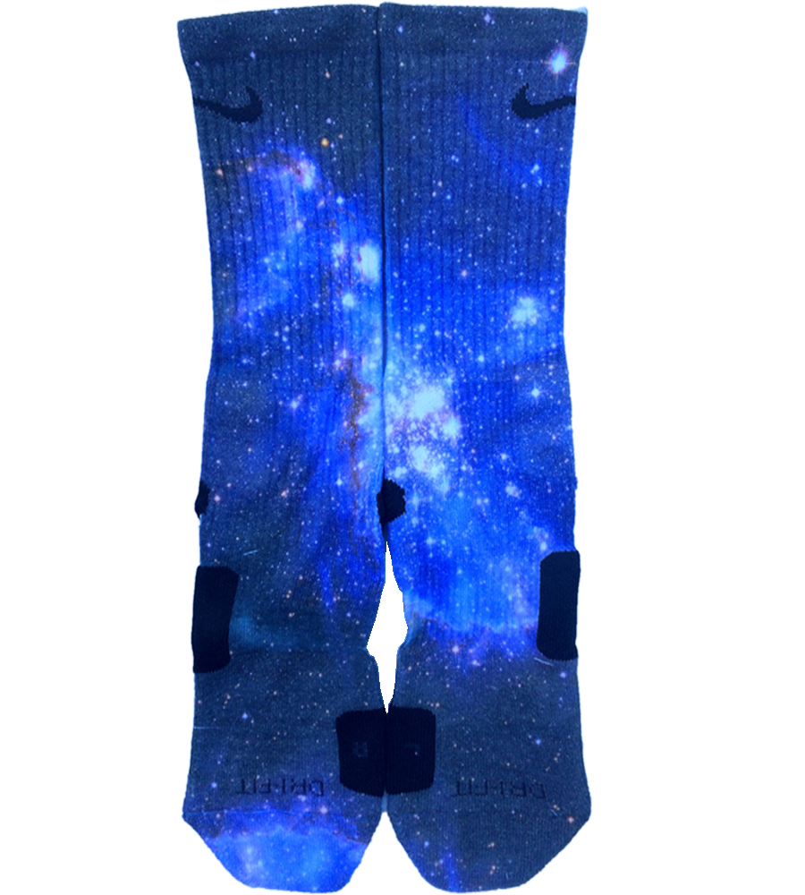 Custom Blue Galaxy Nike Elite Socks ALL Sizes FAST SHIPPING - $23.99