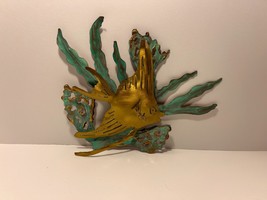 Vintage MCM Artisan Brass and Copper Signed Fish Wall Decor Coral Reef A... - $18.23