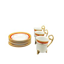 Vintage Czechoslovakian Porcelain Footed Demitasse / Espresso Cups and S... - $98.88