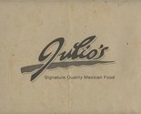 Julio&#39;s Signature Quality Mexican Food Menu San Antonio Texas  - £14.20 GBP