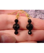 EE471-p 6 + 12mm round Black onyx Brazil gemstone bead dangle gold wire ... - €8,96 EUR