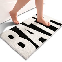 Black And White Bathroom Rugs, Bath Letters Non Slip Bathroom Mat, Soft ... - $43.99
