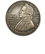 Rare Antique United States 1928 James Cook Silver Color Half Coin. Explo... - $27.90