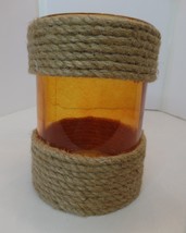 Decorative Beautiful Amber Colored Vase Double Wrapped in Rope 8&quot; T X 6&quot; W - £15.80 GBP