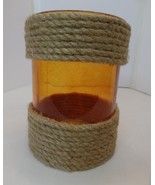 Decorative Beautiful Amber Colored Vase Double Wrapped in Rope 8&quot; T X 6&quot; W - £15.56 GBP