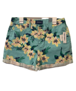 Old Navy Girls Tropical Denim Shorts Size 16 Light Blue Floral Cuffed - £13.94 GBP