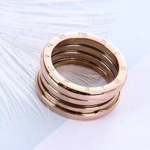 18KGP Rose Gold Color Classic Spring Numeral Ring Stainless Steel Charm Luxury J - £18.90 GBP