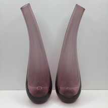 IKEA Set 2 Hand Blown Blenko Amethyst Glass Bud Vases 9.75&quot; Home Bathroom Decor - £39.81 GBP