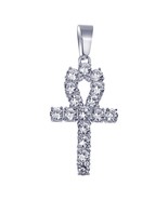 6.90Ct Round Lab-Created Diamond Alternative Cross Ankh Pendant 14k Gold... - $89.99