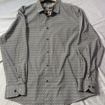 Bohio Men&#39;s Long Sleeve 2XL Button Up Shirt Cotton Spandex Black - £9.29 GBP