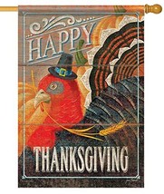 Rustic Turkey Day Thanksgiving House Flag-2 Sided,28&quot; x 40&#39; - £22.28 GBP