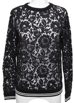 VALENTINO Blouse Top Shirt Floral Lace Long Sleeve Black White Sz S BNWT - £398.67 GBP