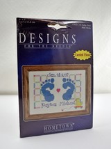 Designs For The Needle &quot;Baby Feet&quot; Birth Record Counted Cross Stitch Kit -5&quot;x7&quot; - £9.83 GBP