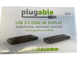 NEW Plugable USB 3.0 Dual 4K Display Horizontal Docking Station With Dis... - $98.00