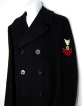 Vintage WWII US Navy Military Issue Kersey Wool Pea Coat Corduroy Lined Pockets - £82.04 GBP