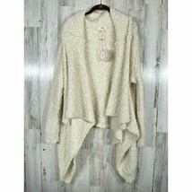 Umgee Cardigan Sweater Cream Open Front Drape Chunky Popcorn Knit Large - £16.26 GBP