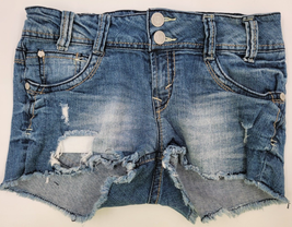 Wallflower Women’s Distressed Blue Denim Stretch Cutoff Shorts Size 5 Se... - £10.93 GBP