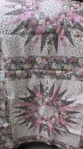 &quot;STAR QUILT PATTERN - PILLOW PANELS&quot; - PINK &amp; PURPLE ON IVORY - 4 - OZAR... - $8.89