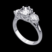 2.5 CT Solitaire 3-Stone Engagement Ring 14k White Gold Plated LC Moissanite - £60.33 GBP