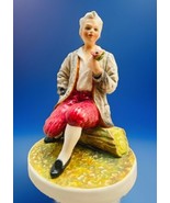 CARLO MOLLICA FIGURINE Seated Man with Flower Capodimonte Vintage Italia... - $96.03