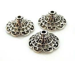 20 Tibetan Silver 18mm Cap Beads Scalloped Filigree Lace Design Accent Bead Caps - £4.00 GBP