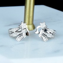 Hot brand pure 925 sterling silver meteor earrings, women luxury starry stars en - £36.64 GBP