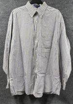 VTG Tommy Hilfiger Shirt Mens Large (17.5-35) Yellow Blue Striped Button... - $17.64