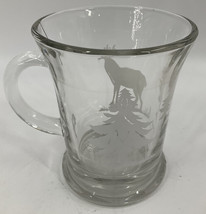 Anchor Hocking Clear Etched Glass Deer Trees Scene Coffee Tea Mugs AHC78 - $9.89