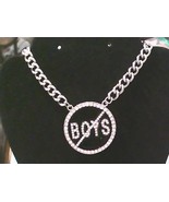 Stone Stud No Boys Black Pendant w/ 5mm 18&quot; Rope Chain Necklace - $244.84 MXN