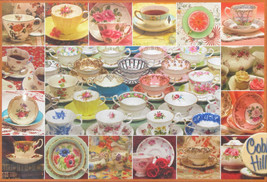 Cobble Hill China Collage 2000 pc Jigsaw Puzzle Teacups Teapots  - $27.71