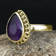 925 Sterling Silver Amethyst Gemstone Rose Gold/Gold Plated Women Ring GRS1298 - £31.46 GBP+