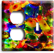 Colorful Murano vibrant class flower right outlet left light switch wall plate c - $11.97